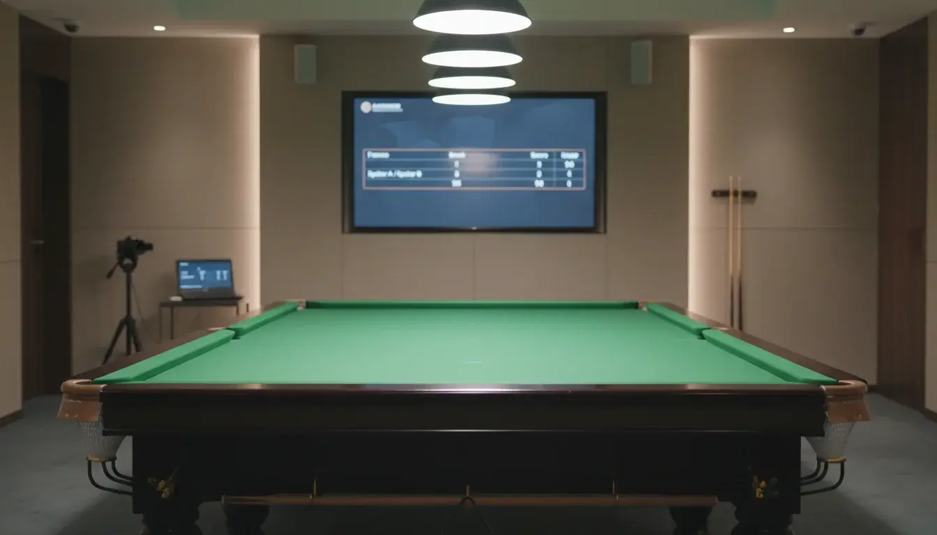 Snookertafel met live streaming en wedden interface