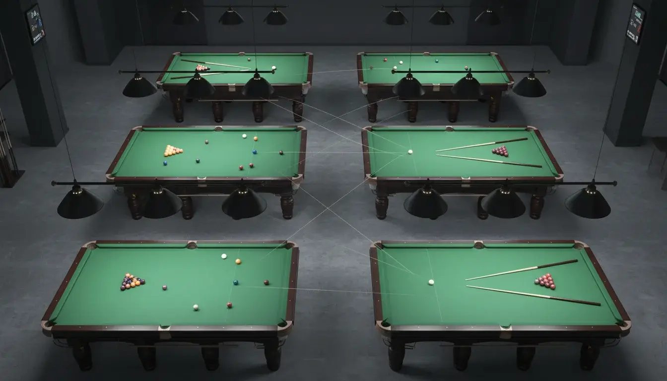Meerdere snookertafels met gecombineerde weddenschap concept