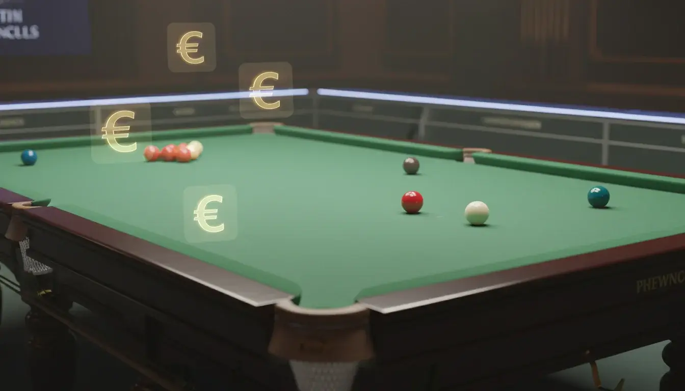 Snookertafel met symbolisch € teken voor bankroll beheer