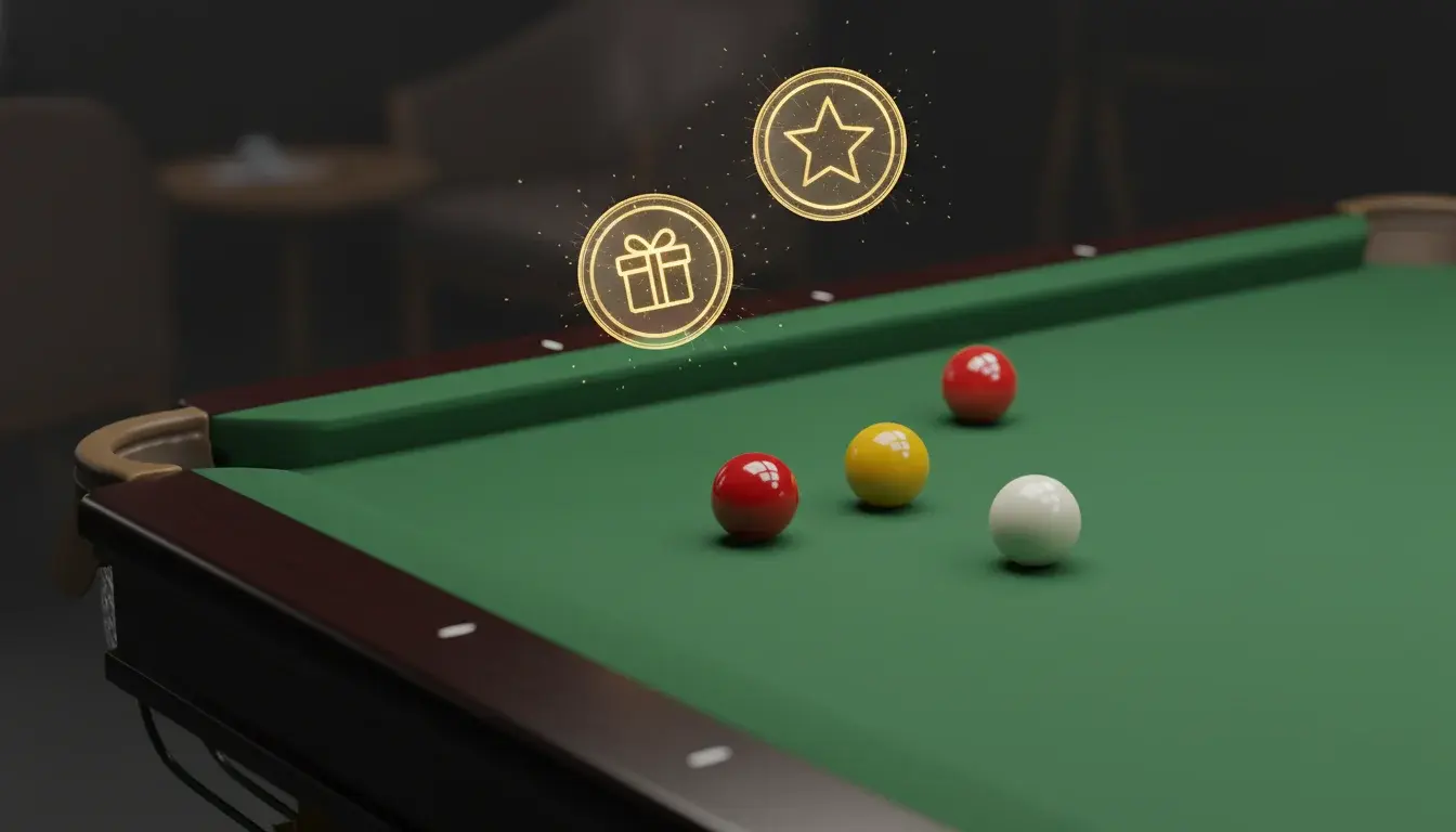 Snookertafel met symbolische bonustekens en € symbool