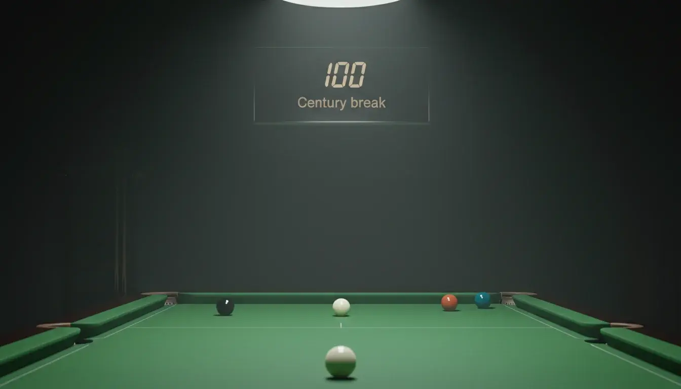 Snooker century break met scorebord dat 100 punten toont