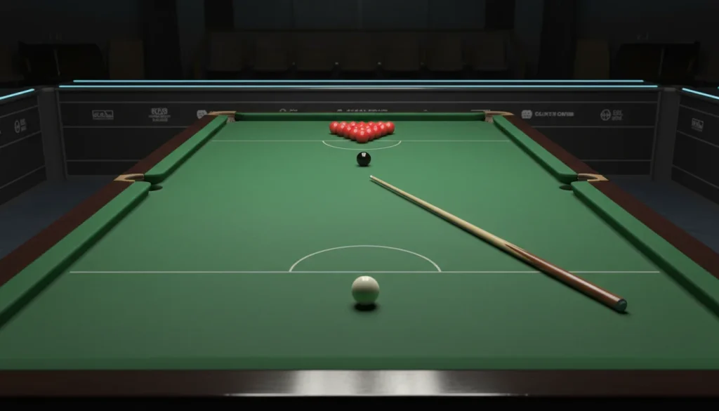 Snooker break-off opening met ballen in startpositie
