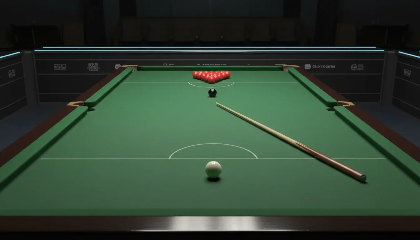 Snooker break-off opening met ballen in startpositie