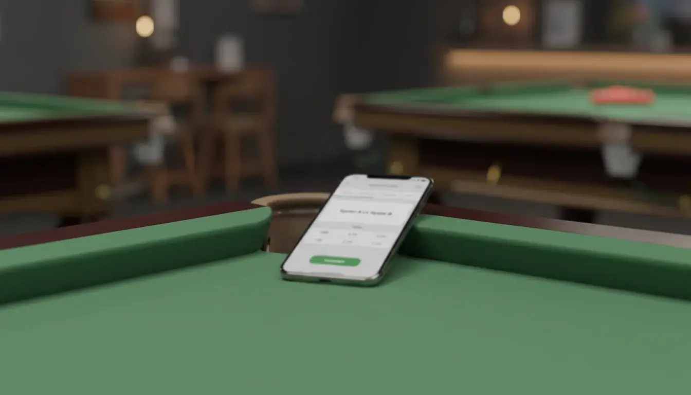 Snookertafel met mobiele app en wedden scherm